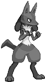 Lucario's stance, greyscale palette